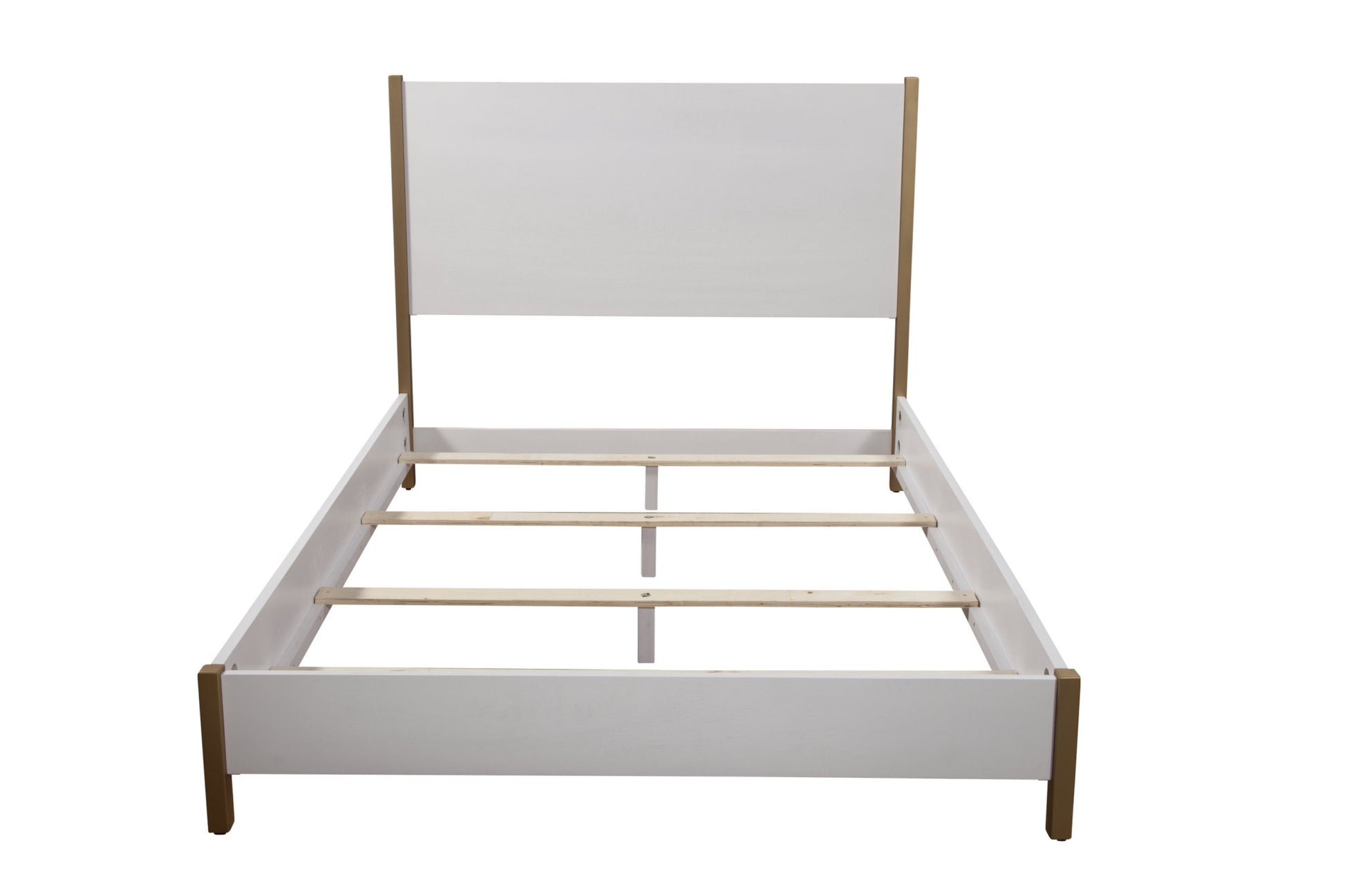 Natural and White Solid Wood And Upholstery King Bed Frame-3