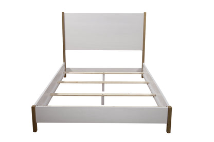 Natural and White Solid Wood And Upholstery King Bed Frame-3