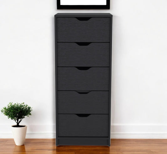 18" Black Five Drawer Standard Chest-0