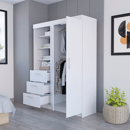 59" White Three Drawer Combo Dresser-4