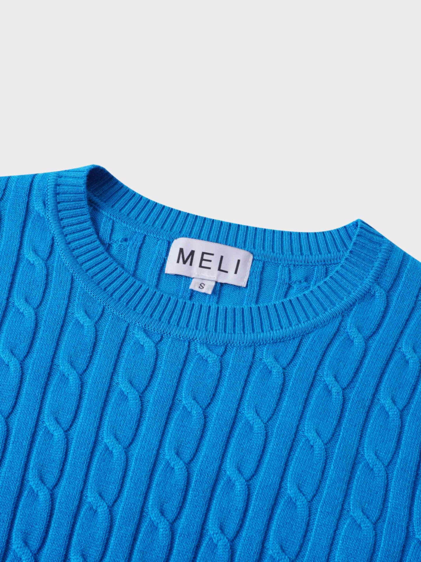 Knit Cable Sweater-Summer Cobalt Blue-2