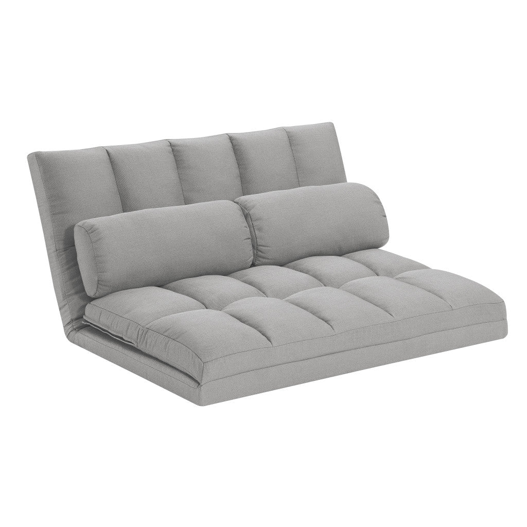 45" Gray Futon Convertible Sleeper Loveseat and Toss Pillows-1