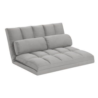 45" Gray Futon Convertible Sleeper Loveseat and Toss Pillows-1