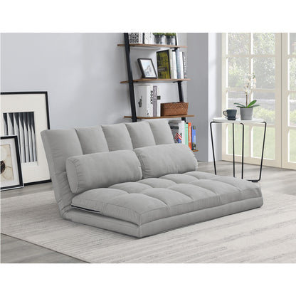 45" Gray Futon Convertible Sleeper Loveseat and Toss Pillows-3