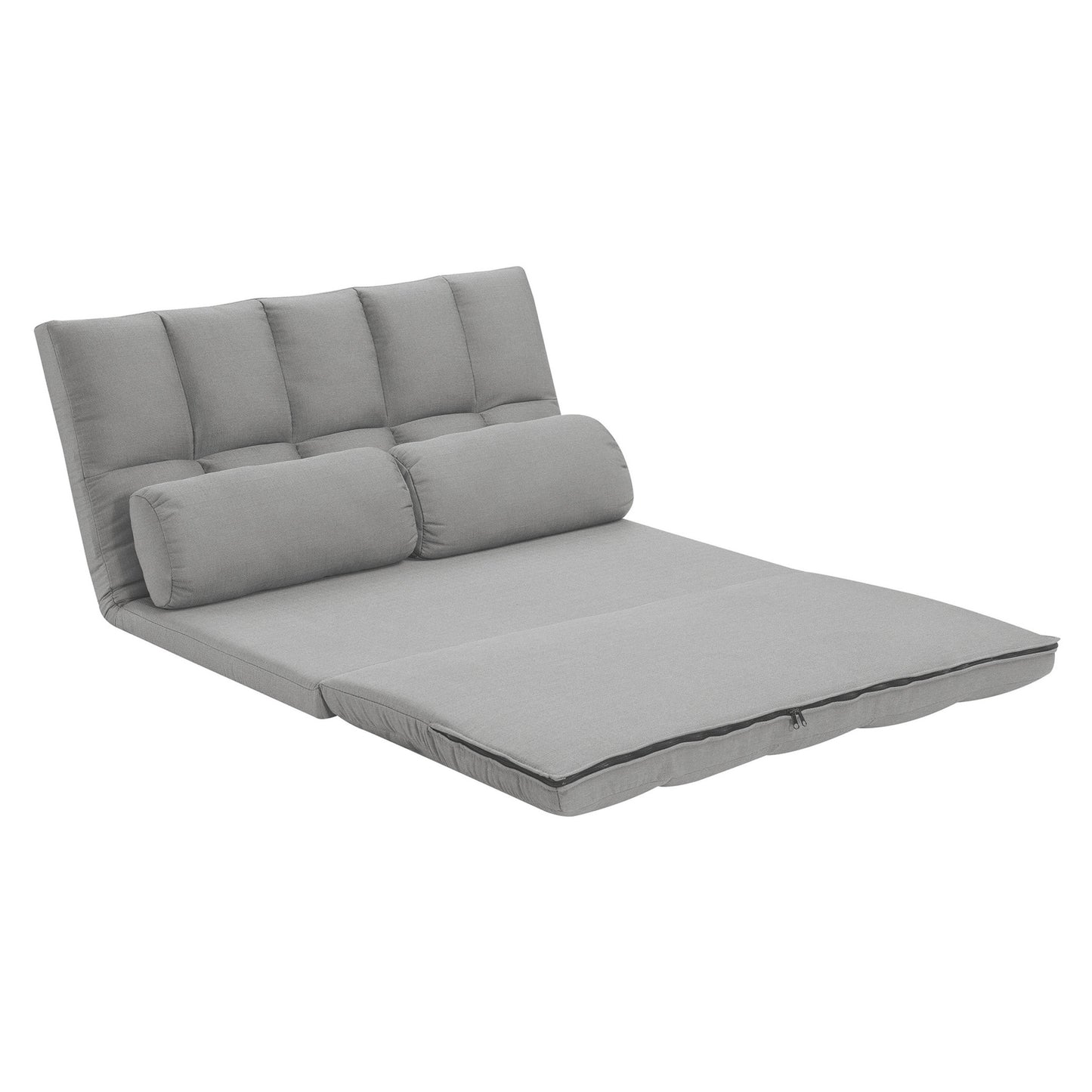 45" Gray Futon Convertible Sleeper Loveseat and Toss Pillows-2