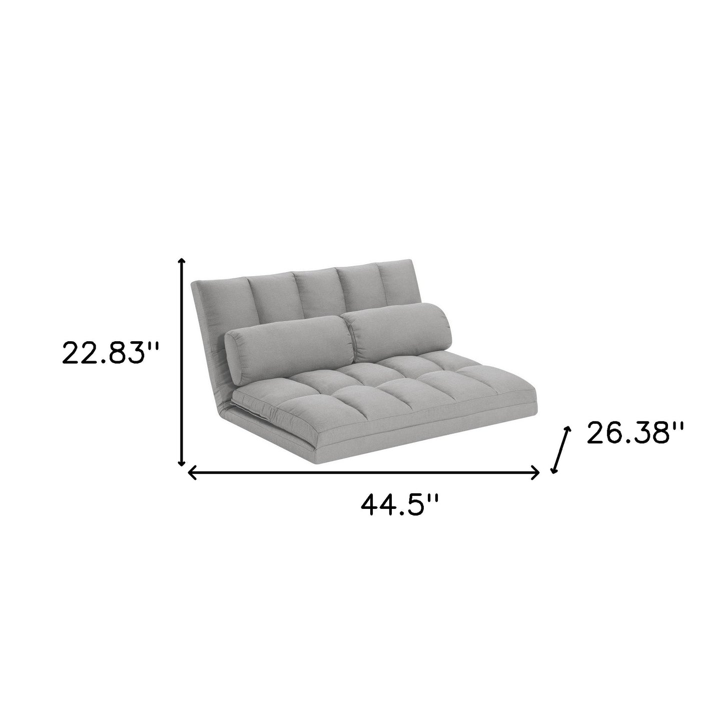 45" Gray Futon Convertible Sleeper Loveseat and Toss Pillows-4