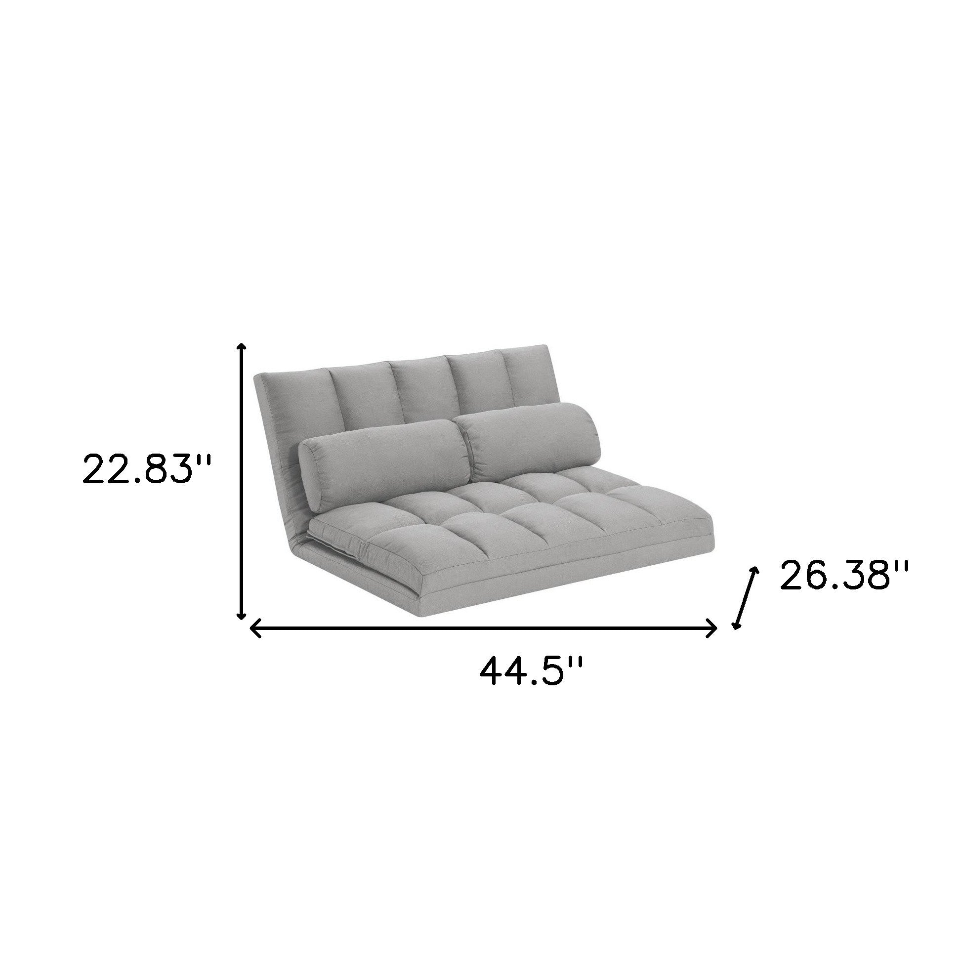 45" Gray Futon Convertible Sleeper Loveseat and Toss Pillows-4