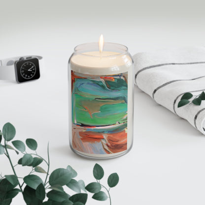 13.75oz Eco-Friendly Scented or Unscented Soy Wax Candle Jar with 'Colorscape 2' Abstract Artwork by American Artist Barbara Cleary-1