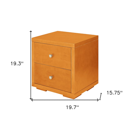 19" Light Brown Solid and Manufactured Wood Two Drawer Nightstand-5