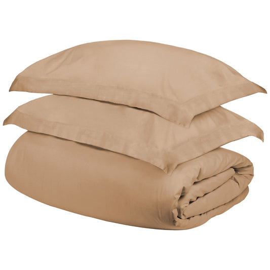 Beige King Cotton Blend 300 Thread Count Washable Duvet Cover Set-0