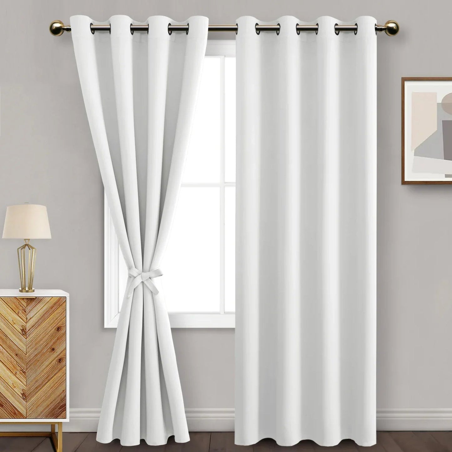 DWCN Blackout Curtains with Tiebacks, Set of 2 Panels-8