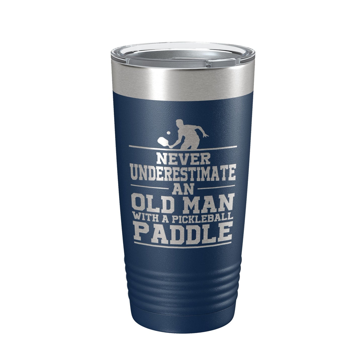 Funny Pickleball Tumbler Never Underestimate An Old Man With A Pickle Ball Paddle Travel Mug Insulated Laser Engraved Coffee Cup Gift 20 oz-8