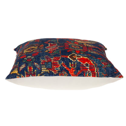 18" Blue and Red Cotton Throw Pillow-3