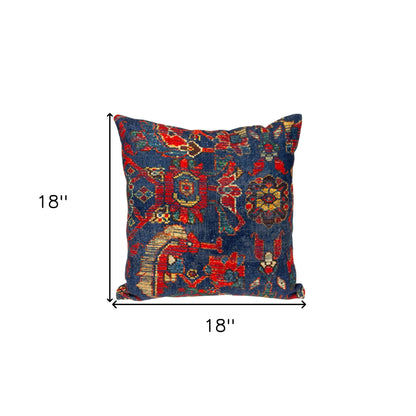 18" Blue and Red Cotton Throw Pillow-7