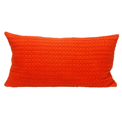 14" X 26" Orange Cotton Lumbar Throw Pillow with Texture-1