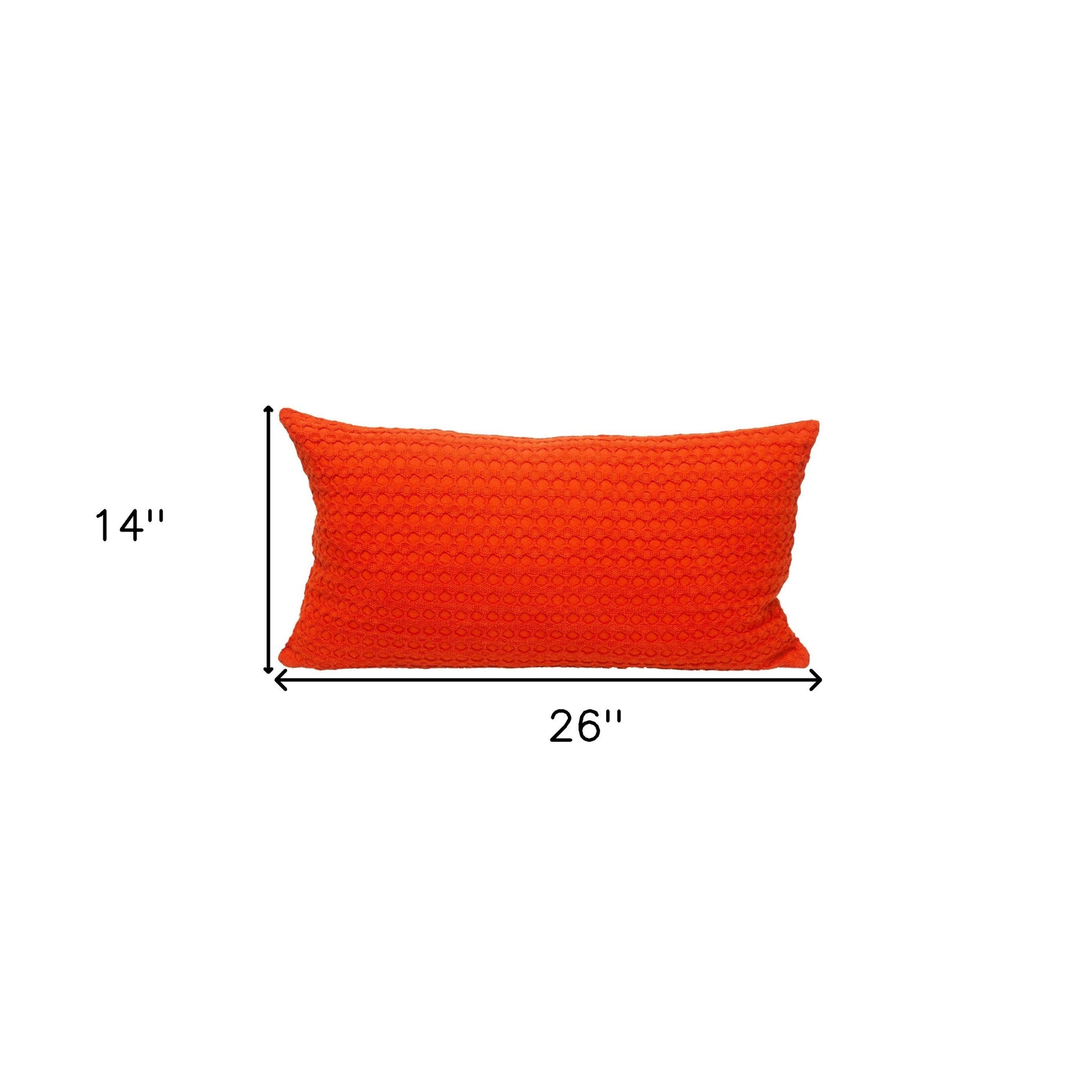 14" X 26" Orange Cotton Lumbar Throw Pillow with Texture-7