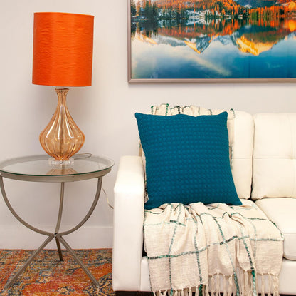 20" Blue Cotton Throw Pillow With Texture-6