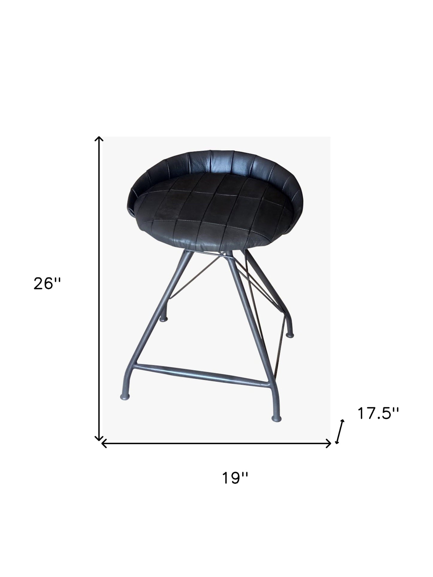 24" Gray Leather and Iron Low Back Counter Height Swivel Bar Chair-5