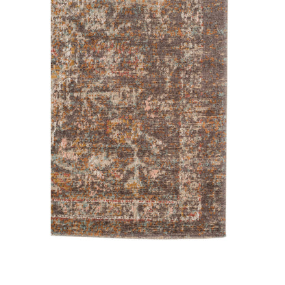 7' Beige Gray and Taupe Medallion Power Loom Runner Rug-3