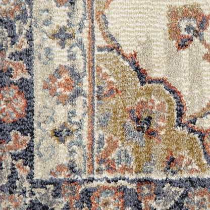 9' X 12' Ivory Tan And Blue Floral Area Rug-3