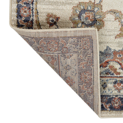 9' X 12' Ivory Tan And Blue Floral Area Rug-7