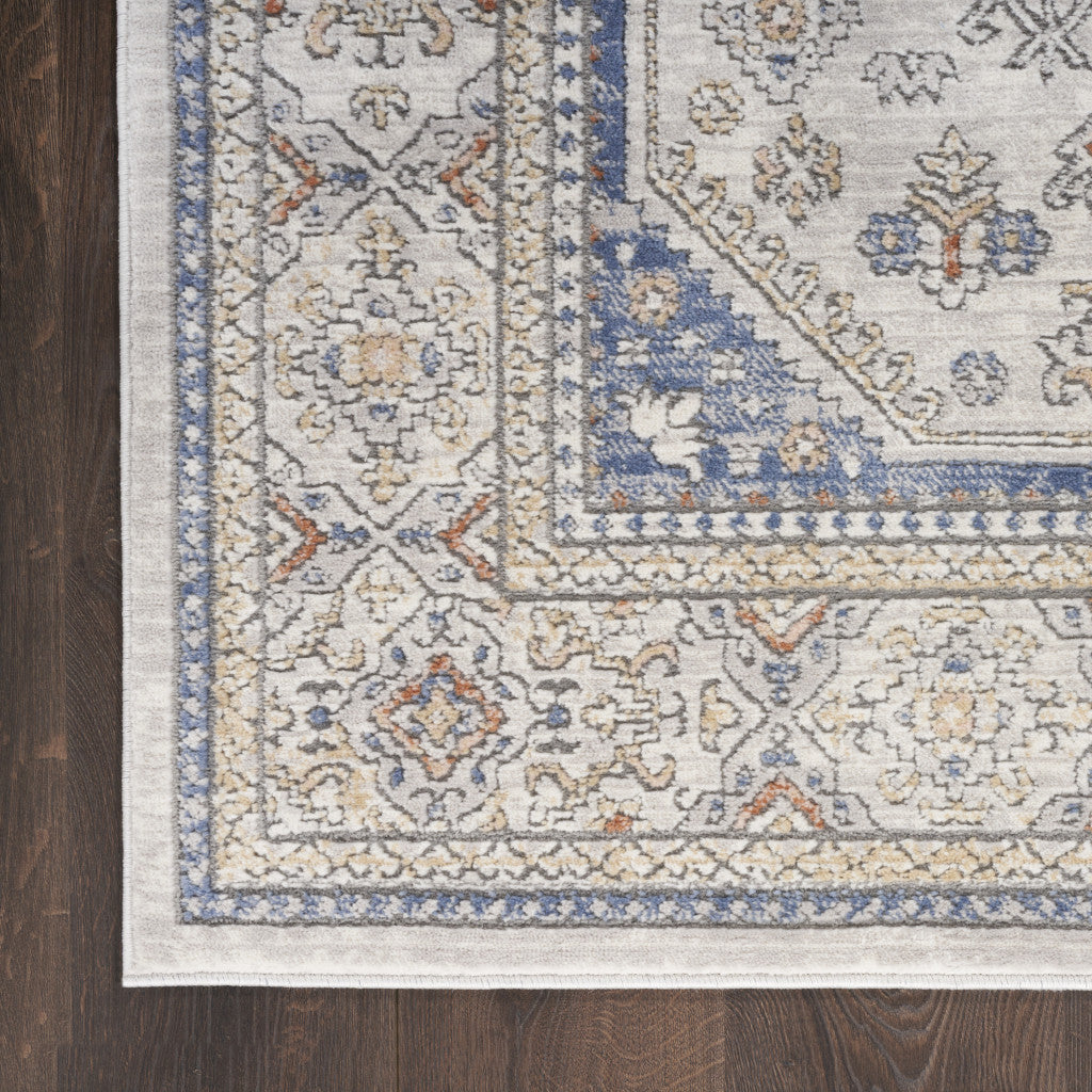 7' X 9' Blue and Gray Medallion Power Loom Area Rug-6