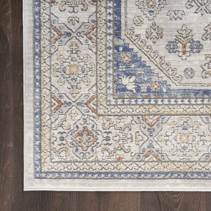 7' X 9' Blue and Gray Medallion Power Loom Area Rug-6