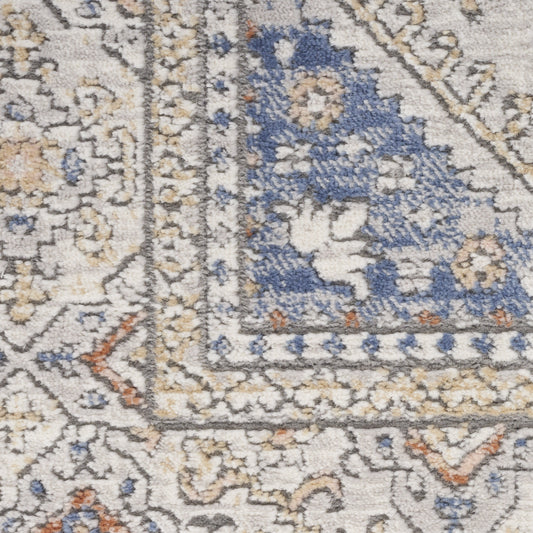 7' X 9' Blue and Gray Medallion Power Loom Area Rug-0