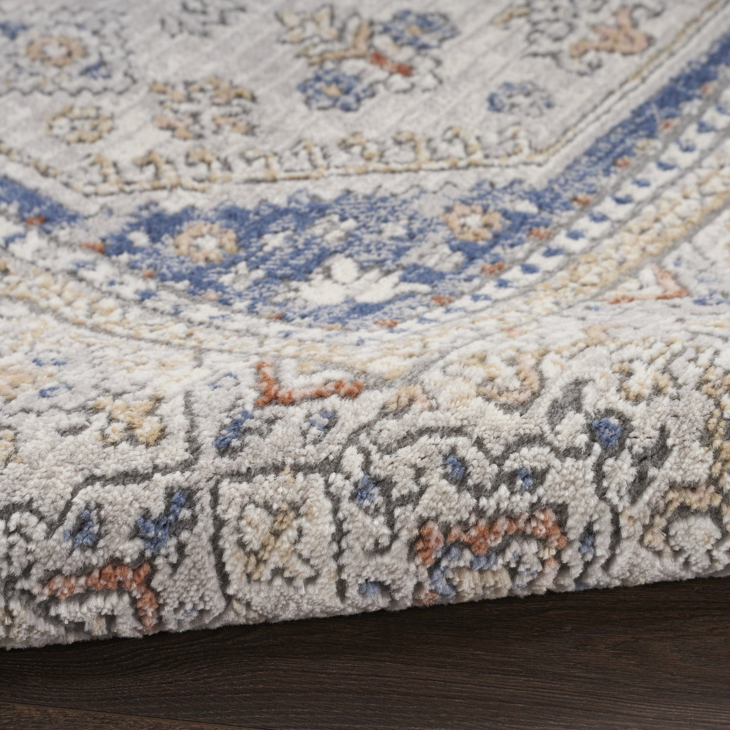 7' X 9' Blue and Gray Medallion Power Loom Area Rug-7