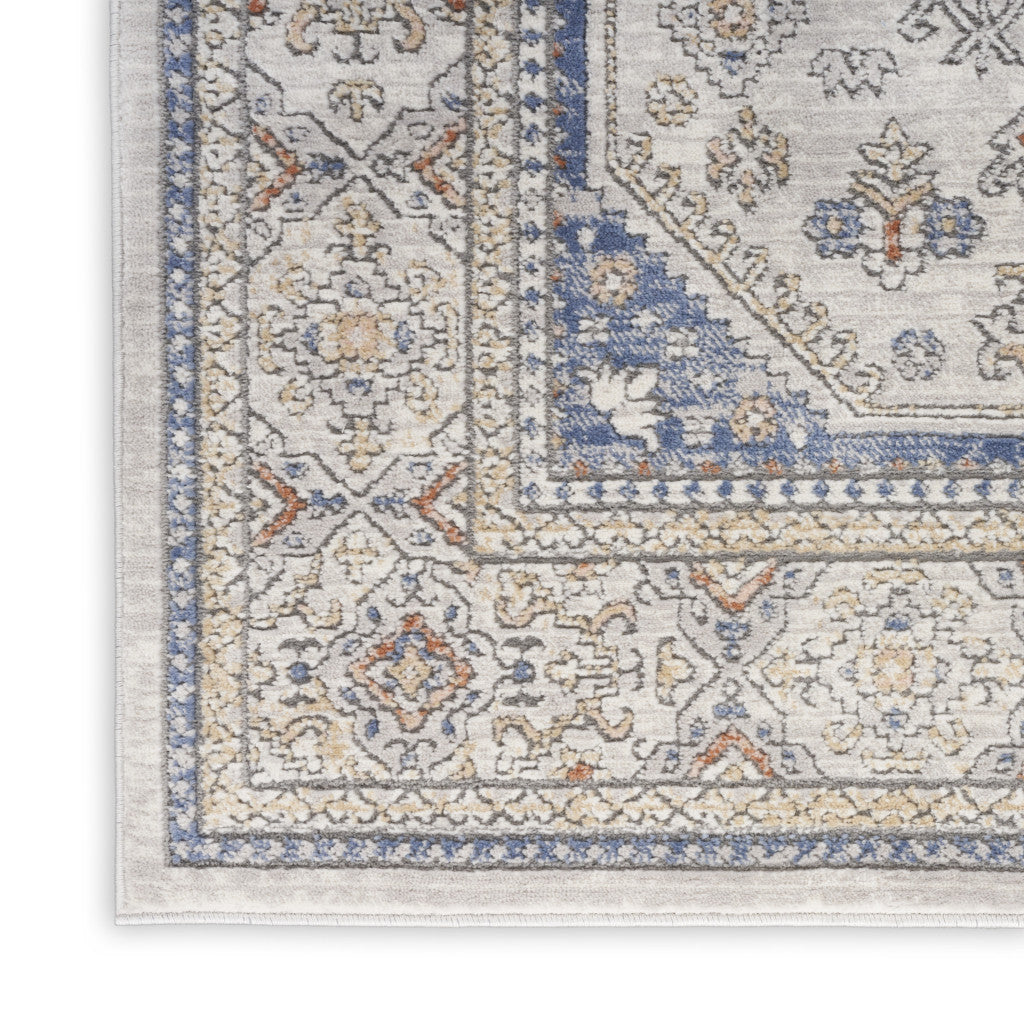 7' X 9' Blue and Gray Medallion Power Loom Area Rug-8
