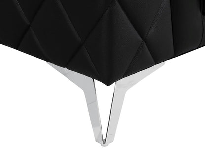 70" Black And Silver Metallic Top Grain Leather Loveseat-6