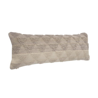 14" X 36" Natural and Gray Geometric Cotton Lumbar Throw Pillow-4