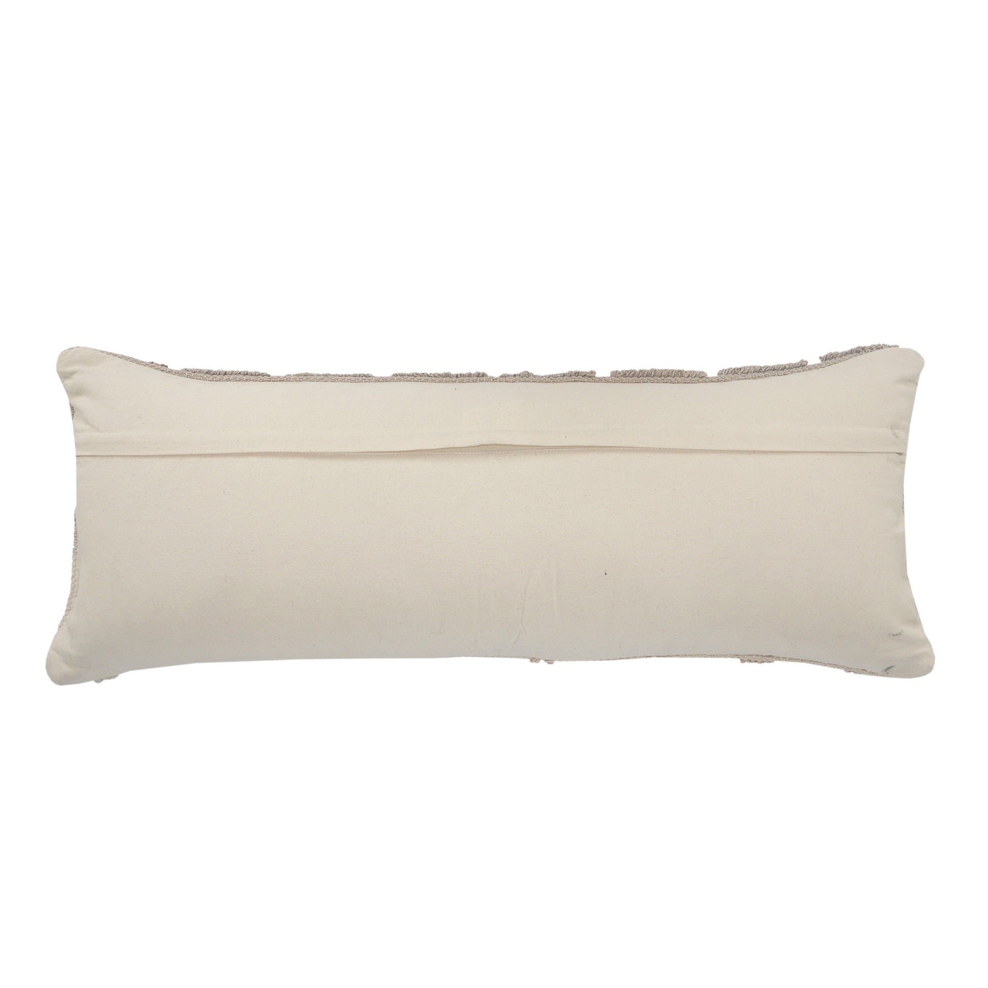 14" X 36" Natural and Gray Geometric Cotton Lumbar Throw Pillow-2
