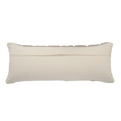 14" X 36" Natural and Gray Geometric Cotton Lumbar Throw Pillow-2