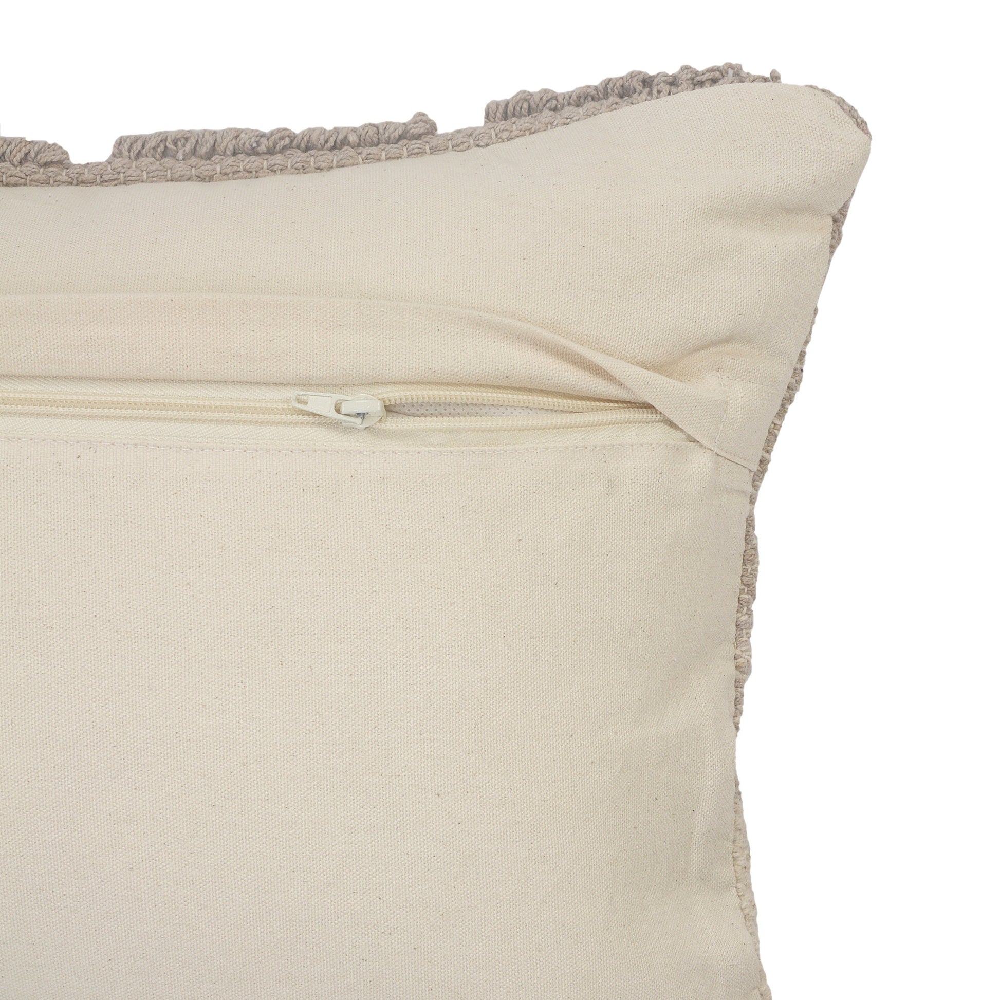 14" X 36" Natural and Gray Geometric Cotton Lumbar Throw Pillow-6