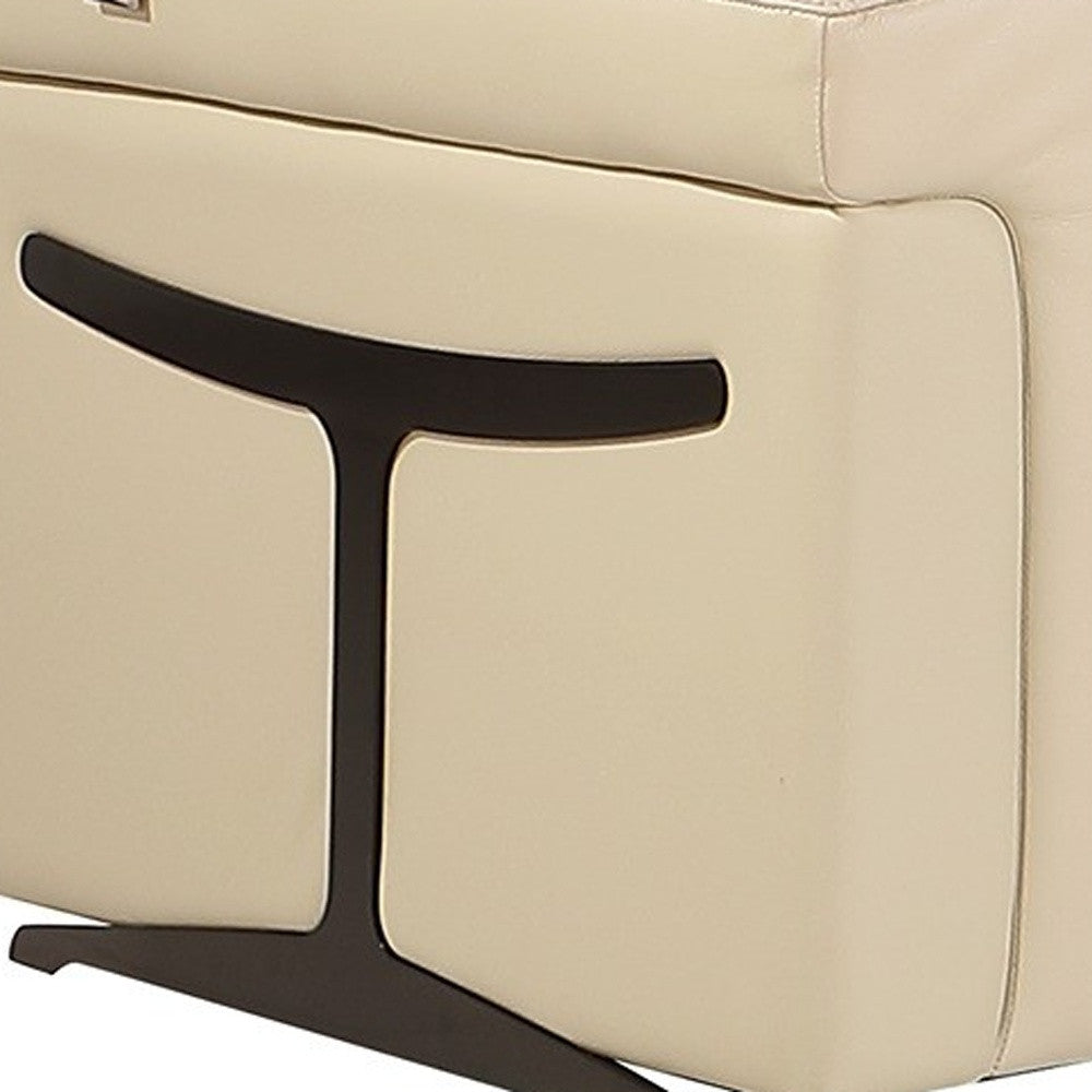 Beige Italian Leather Modular L Shaped Seven Piece Corner Sectional With Console-3