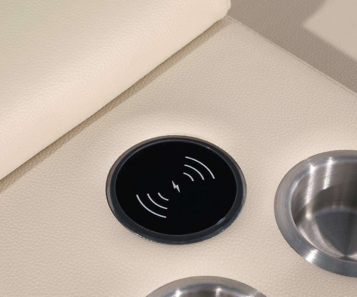 Beige Italian Leather Modular L Shaped Seven Piece Corner Sectional With Console-6