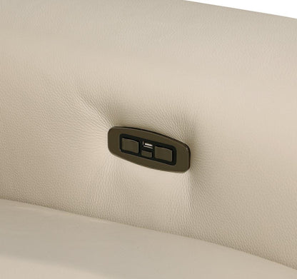 Beige Italian Leather Modular L Shaped Seven Piece Corner Sectional With Console-7