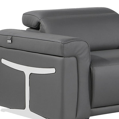 Gray Italian Leather Modular L Shaped Eight Piece Corner Sectional With Console-4