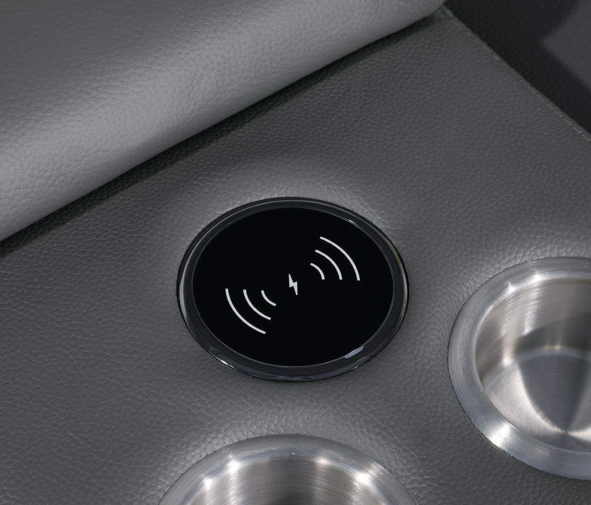 Gray Italian Leather Modular L Shaped Eight Piece Corner Sectional With Console-7