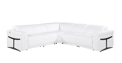 White Italian Leather Modular L Shaped Five Piece Corner Sectional-1