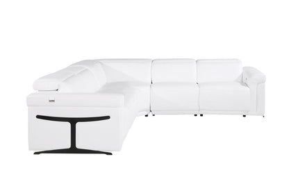 White Italian Leather Modular L Shaped Five Piece Corner Sectional-2