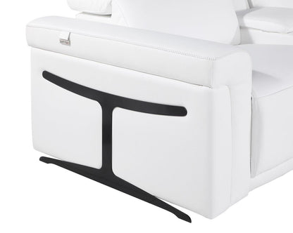 White Italian Leather Modular L Shaped Five Piece Corner Sectional-5