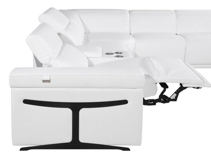 White Italian Leather Modular L Shaped Five Piece Corner Sectional-4