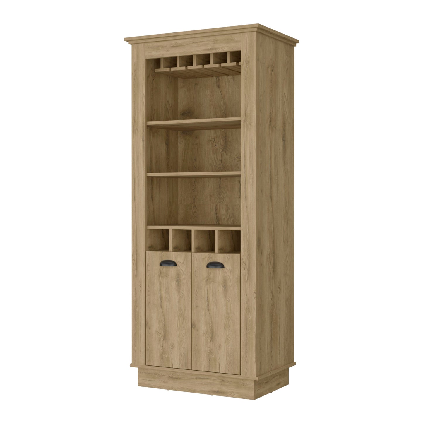 70" Brown Bar Cabinet With Wine Storage-0