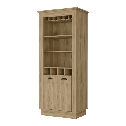 70" Brown Bar Cabinet With Wine Storage-0