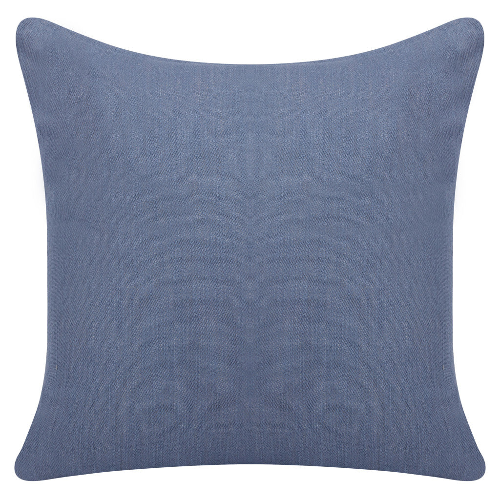 20" Blue Cotton Throw Pillow With Buttons-2