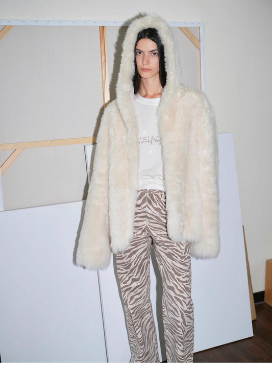 "Winter Snow" lazy silhouette hooded Tuscan curly sheepskin fur coat winter-0