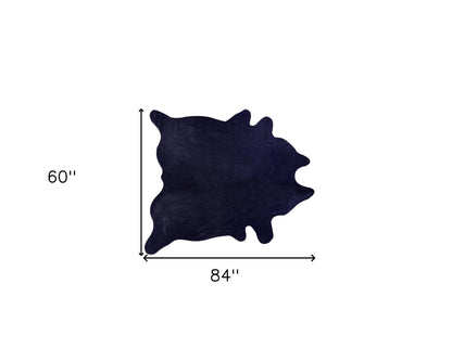 5' X 7' Midnight Cowhide Hand Knotted Area Rug-2