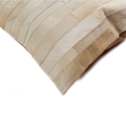 12" X 20" Natural Patchwork Cowhide Lumbar Throw Pillow-2